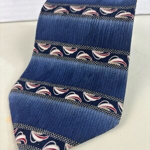 Picone 100% Silk Blue Striped Herringbone Novelty Print Tie